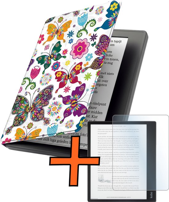 Hoesje Geschikt voor Kobo Elipsa 2E Hoes Book Case - Hoes Geschikt voor Kobo Elipsa 2E Hoesje Book Cover Met Screenprotector - Vlinders