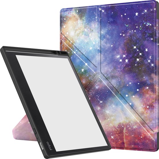 Hoesje Geschikt voor Kobo Elipsa 2E Hoesje Luxe Bescherm Case Trifold - Hoes Geschikt voor Kobo Elipsa 2E Hoes Book Cover - Galaxy van Hoesje 