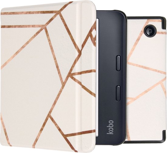 Hoesje geschikt voor Kobo Libra 2 E-reader - iMoshion Design Slim Hard Case Bookcase - Ook geschikt voor Tolino Vision 6 - White Graphic van iMoshion