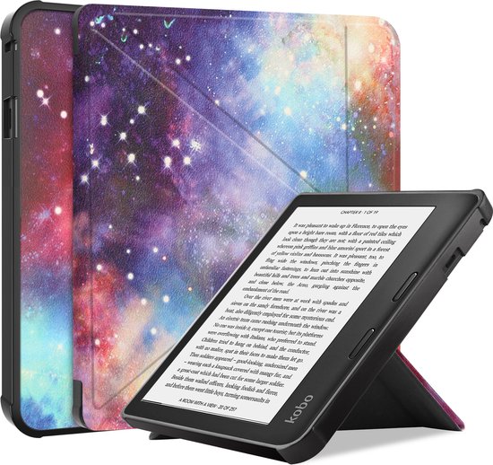 Hoesje Geschikt voor Kobo Libra 2 Hoes Bescherm Hoesje Case Sleep Cover Trifold - Hoes Geschikt voor Kobo Libra 2 Hoesje - Galaxy van EchtWaar.