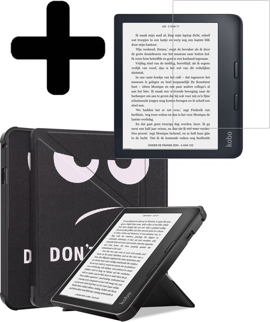 Hoesje Geschikt voor Kobo Libra 2 Hoes Bescherm Hoesje Case Sleep Cover Trifold Met Screenprotector - Hoes Geschikt voor Kobo Libra 2 Hoesje - Don't Touch Me van Hoesje 