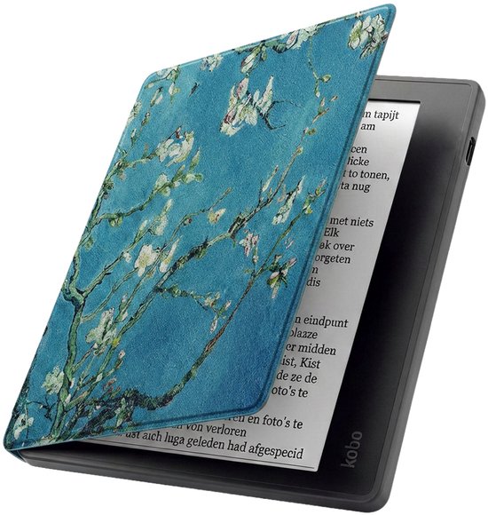 Hoesje Geschikt voor Kobo Libra 2 Hoes Book Case - Hoes Geschikt voor Kobo Libra 2 Hoesje Book Cover - Bloesem