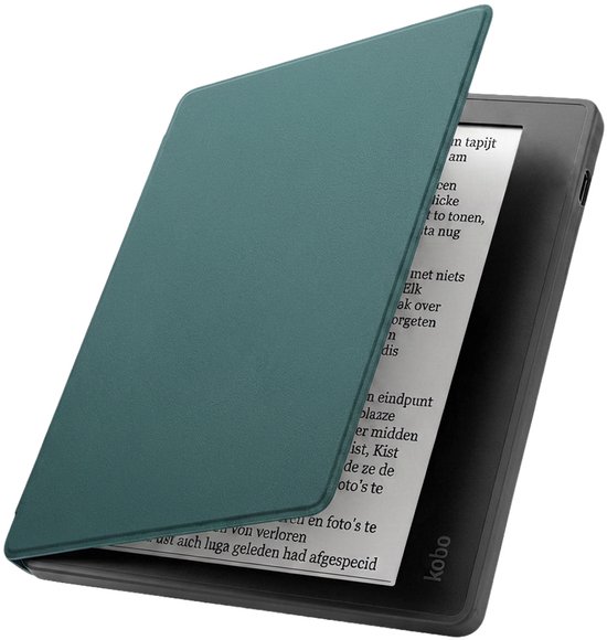 Hoesje Geschikt voor Kobo Libra 2 Hoes Book Case - Hoes Geschikt voor Kobo Libra 2 Hoesje Book Cover - Donkergroen