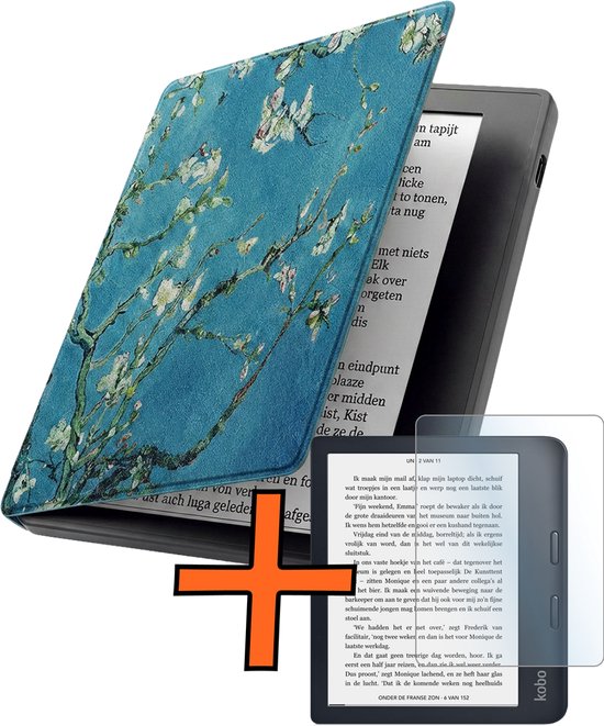Hoesje Geschikt voor Kobo Libra 2 Hoes Book Case - Hoes Geschikt voor Kobo Libra 2 Hoesje Book Cover Met Screenprotector - Bloesem