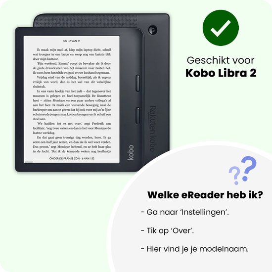 Hoesje Geschikt voor Kobo Libra 2 Hoes Book Case - Hoes Geschikt voor Kobo Libra 2 Hoesje Book Cover Met Screenprotector - Grijs