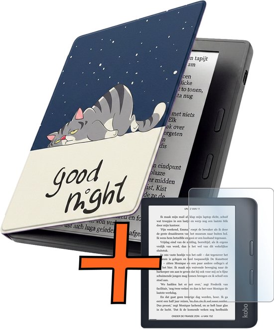 Hoesje Geschikt voor Kobo Libra 2 Hoes Book Case - Hoes Geschikt voor Kobo Libra 2 Hoesje Book Cover Met Screenprotector - Kat