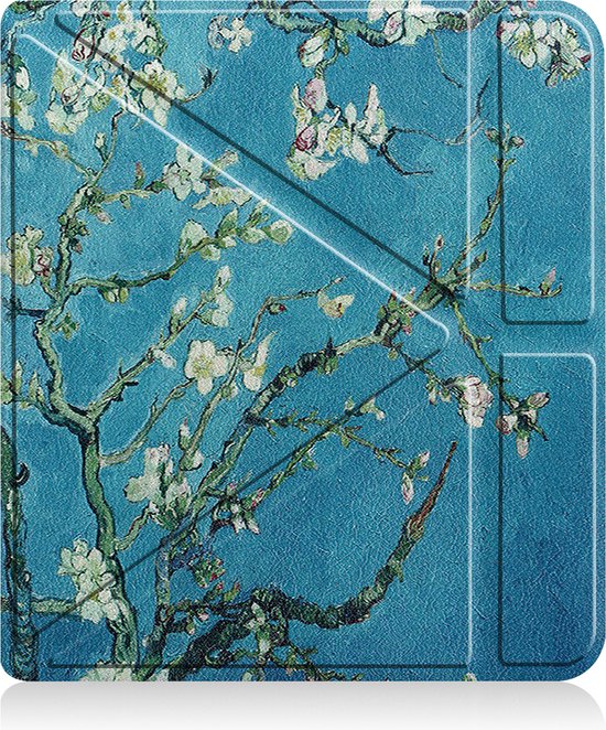 Hoesje Geschikt voor Kobo Libra 2 Hoes Book Case Trifold - Hoes Geschikt voor Kobo Libra 2 Hoesje Book Cover - Bloesem van i12Cover