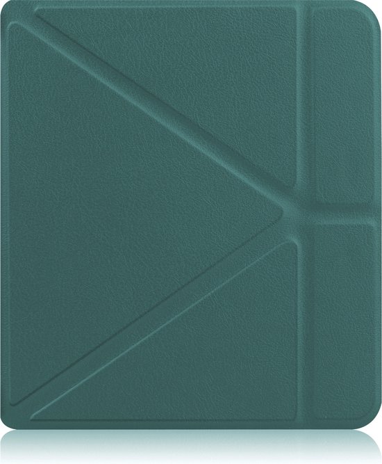 Hoesje Geschikt voor Kobo Libra 2 Hoes Book Case Trifold - Hoes Geschikt voor Kobo Libra 2 Hoesje Book Cover - Donkergroen van Alledaags.