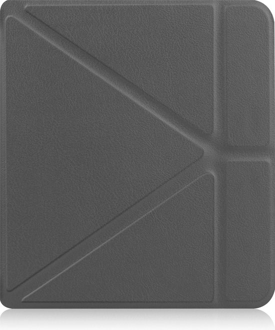 Hoesje Geschikt voor Kobo Libra 2 Hoes Book Case Trifold - Hoes Geschikt voor Kobo Libra 2 Hoesje Book Cover - Grijs van MFY\
