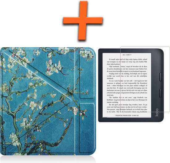 Hoesje Geschikt voor Kobo Libra 2 Hoes Book Case Trifold - Hoes Geschikt voor Kobo Libra 2 Hoesje Book Cover Met Screenprotector - Bloesem van Hoesje 