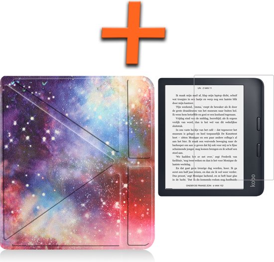 Hoesje Geschikt voor Kobo Libra 2 Hoes Book Case Trifold - Hoes Geschikt voor Kobo Libra 2 Hoesje Book Cover Met Screenprotector - Galaxy van Hoesje 