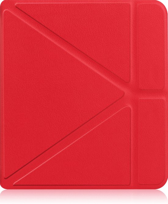 Hoesje Geschikt voor Kobo Libra 2 Hoes Book Case Trifold - Hoes Geschikt voor Kobo Libra 2 Hoesje Book Cover - Rood van iMoshion