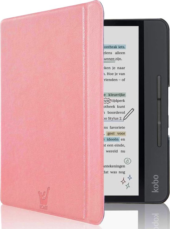 Hoesje geschikt voor Kobo Libra Colour - Book Case Premium Sleep Cover Leer Hoes met Auto/Wake Functie - Roségoud van Hoesje 