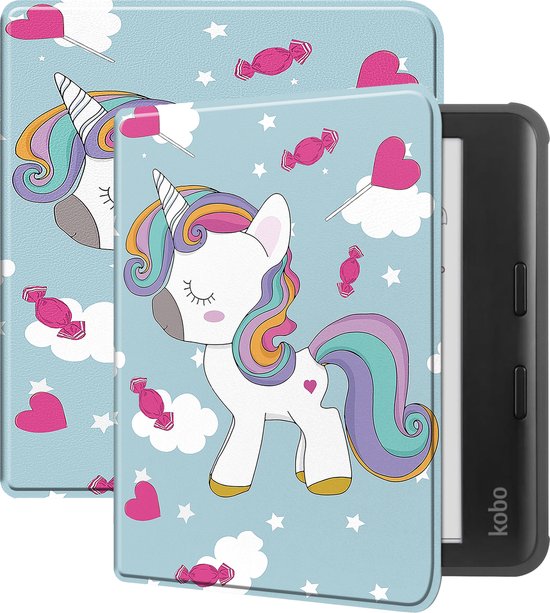 Hoesje Geschikt voor Kobo Libra Colour Hoes Bescherm Hoesje Case Sleep Cover - Hoes Geschikt voor Kobo Libra Colour Hoesje - Eenhoorn van Hoesje 