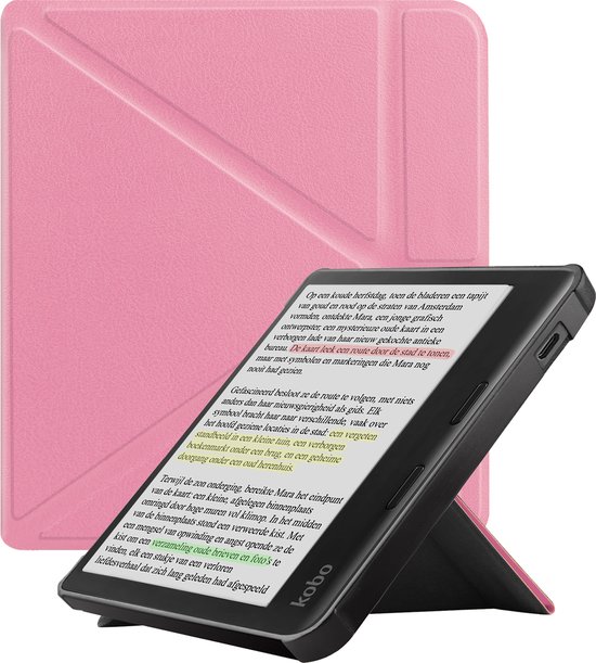 Hoesje Geschikt voor Kobo Libra Colour Hoes Bescherm Hoesje Case Sleep Cover - Hoes Geschikt voor Kobo Libra Colour Hoesje - Roze van Merkloos