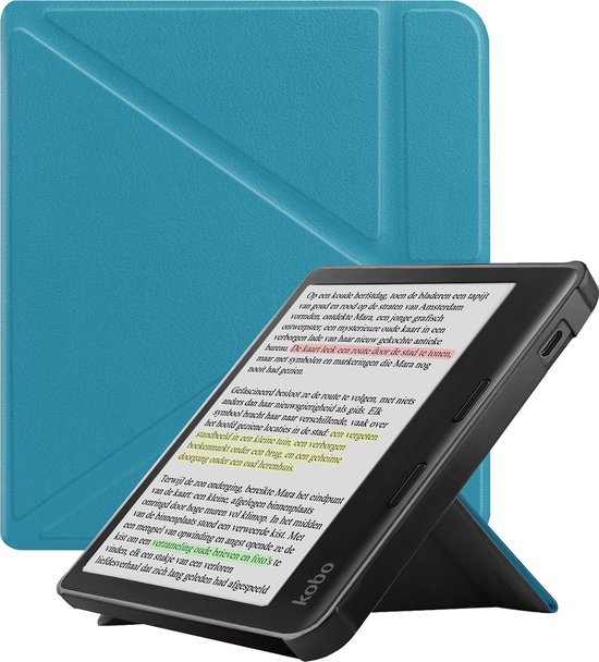 Hoesje Geschikt voor Kobo Libra Colour Hoes Bescherm Hoesje Case Sleep Cover - Hoes Geschikt voor Kobo Libra Colour Hoesje - Turquoise van Merkloos
