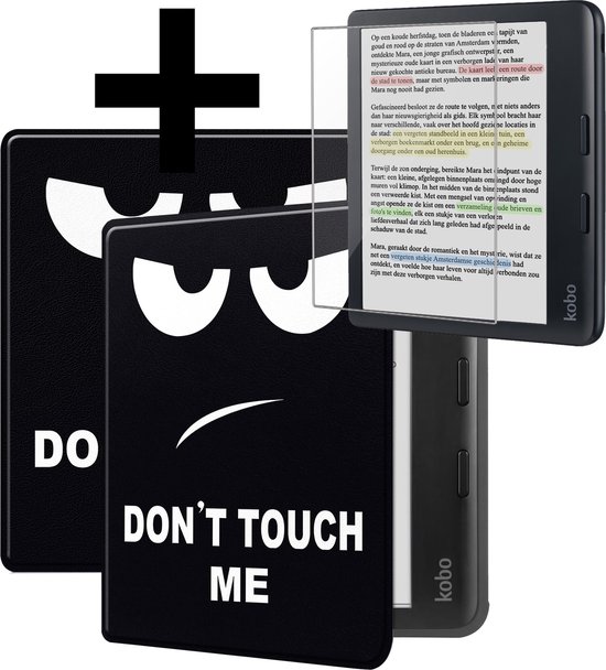 Hoesje Geschikt voor Kobo Libra Colour Hoes Bescherm Hoesje Case Sleep Cover Met Screenprotector - Hoes Geschikt voor Kobo Libra Colour Hoesje - Don't Touch Me van Hoesje 