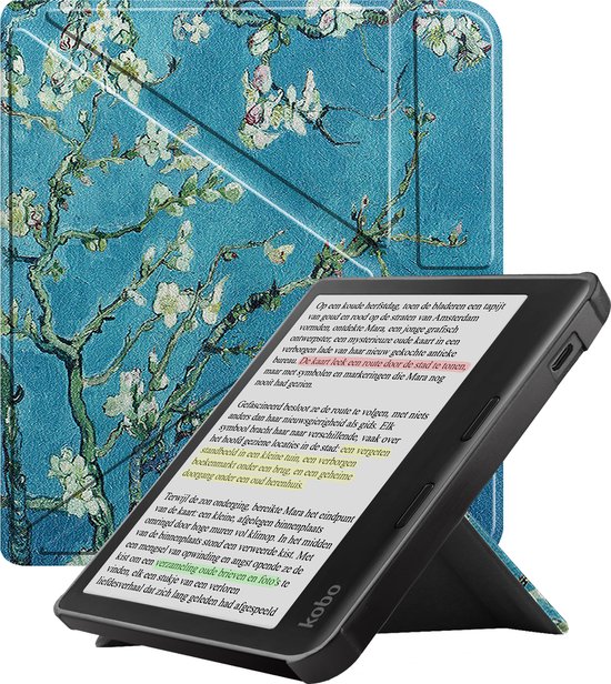 Hoesje Geschikt voor Kobo Libra Colour Hoes Bescherm Hoesje Case Sleep Cover Trifold - Hoes Geschikt voor Kobo Libra Colour Hoesje - Bloesem van Hoesje 
