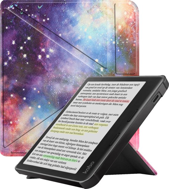 Hoesje Geschikt voor Kobo Libra Colour Hoes Bescherm Hoesje Case Sleep Cover Trifold - Hoes Geschikt voor Kobo Libra Colour Hoesje - Galaxy van Mobigear