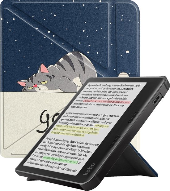 Hoesje Geschikt voor Kobo Libra Colour Hoes Bescherm Hoesje Case Sleep Cover Trifold - Hoes Geschikt voor Kobo Libra Colour Hoesje - Kat van Hoesje 