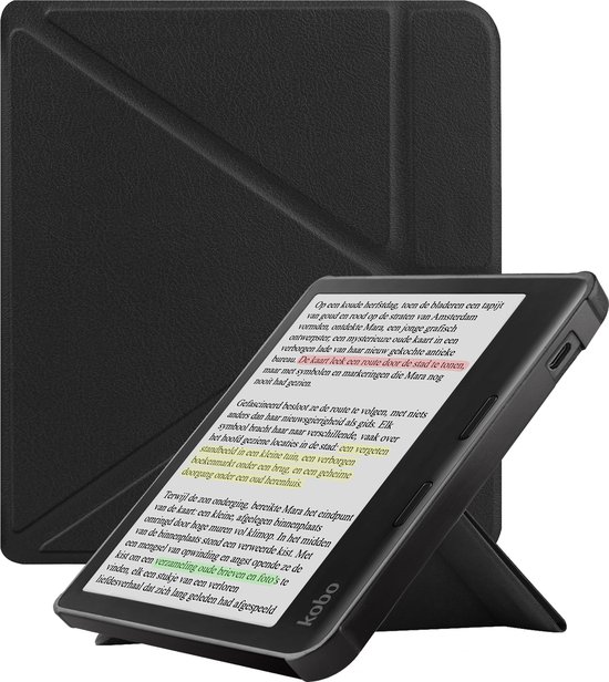 Hoesje Geschikt voor Kobo Libra Colour Hoes Bescherm Hoesje Case Sleep Cover Trifold - Hoes Geschikt voor Kobo Libra Colour Hoesje - Zwart van Hoesje 