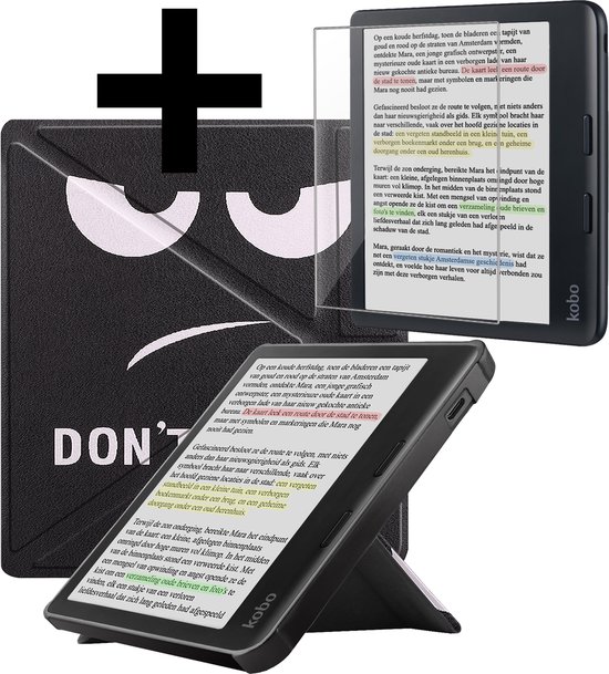Hoesje Geschikt voor Kobo Libra Colour Hoes Bescherm Hoesje Case Sleep Cover Trifold Met Screenprotector - Hoes Geschikt voor Kobo Libra Colour Hoesje - Don't Touch Me van Hoesje 