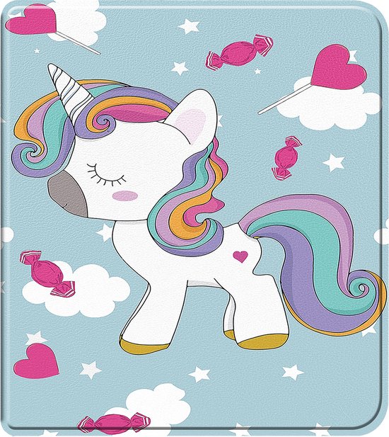 Hoesje Geschikt voor Kobo Libra Colour Hoes Book Case - Hoes Geschikt voor Kobo Libra Colour Hoesje Book Cover - Eenhoorn van Hoesje 