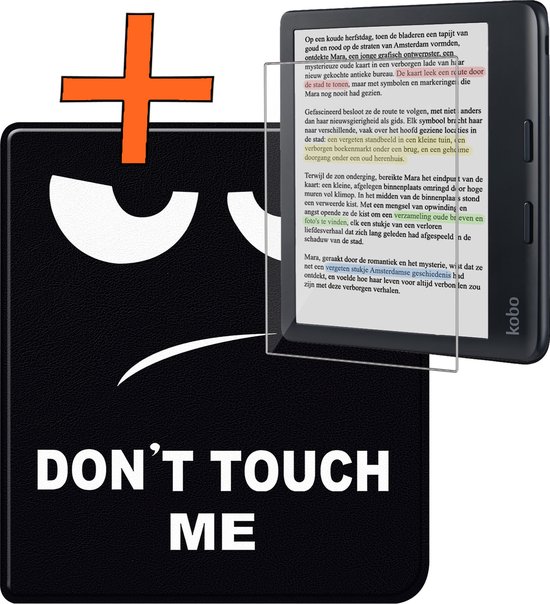 Hoesje Geschikt voor Kobo Libra Colour Hoes Book Case - Hoes Geschikt voor Kobo Libra Colour Hoesje Book Cover Met Screenprotector - Don't Touch Me van Hoesje 