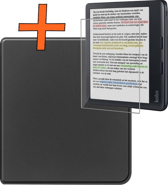 Hoesje Geschikt voor Kobo Libra Colour Hoes Book Case - Hoes Geschikt voor Kobo Libra Colour Hoesje Book Cover Met Screenprotector - Zwart van Hoesje 