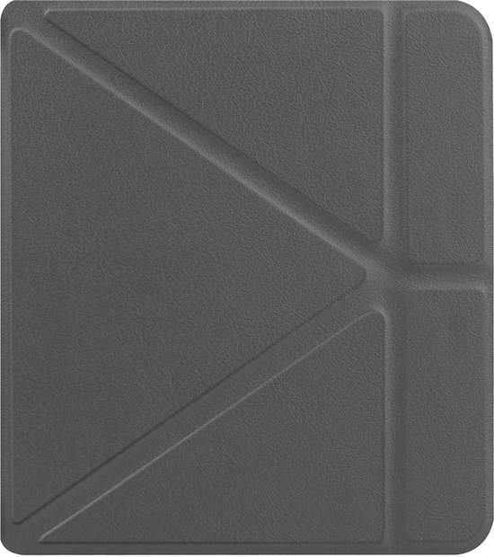 Hoesje Geschikt voor Kobo Libra Colour Hoes Book Case Trifold - Hoes Geschikt voor Kobo Libra Colour Hoesje Book Cover - Grijs van Fittingo