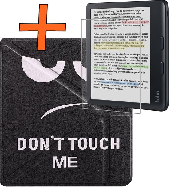 Hoesje Geschikt voor Kobo Libra Colour Hoes Book Case Trifold - Hoes Geschikt voor Kobo Libra Colour Hoesje Book Cover Met Screenprotector - Don't Touch Me van 4youquality