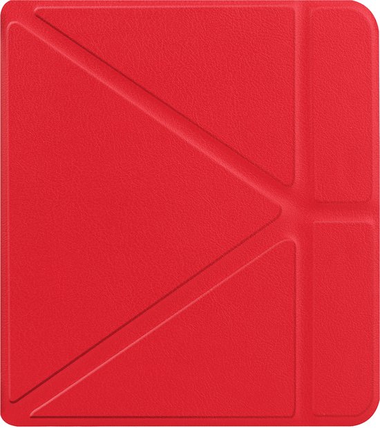 Hoesje Geschikt voor Kobo Libra Colour Hoes Book Case Trifold - Hoes Geschikt voor Kobo Libra Colour Hoesje Book Cover - Rood van Hoesje 