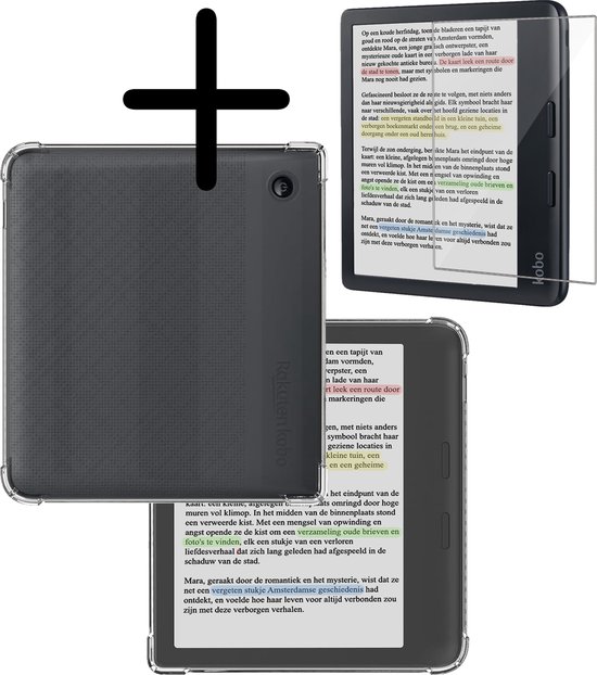 Hoesje Geschikt voor Kobo Libra Colour Hoes eReader Shockbestendig Back Cover Siliconen Tablet Case Met Screenprotector - Transparant van Hoesje 