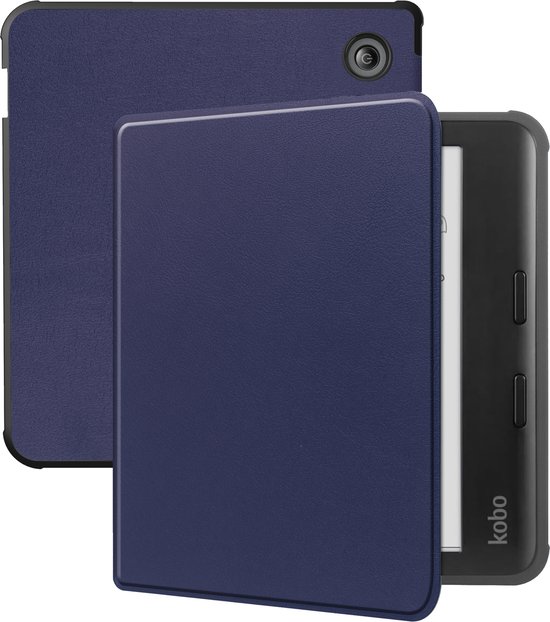 Hoesje Geschikt voor Kobo Libra Colour Hoesje Luxe Bescherm Case - Hoes Geschikt voor Kobo Libra Colour Hoes Book Cover - Donkerblauw van Hoesje 
