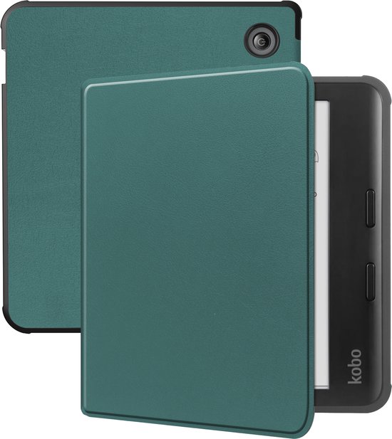 Hoesje Geschikt voor Kobo Libra Colour Hoesje Luxe Bescherm Case - Hoes Geschikt voor Kobo Libra Colour Hoes Book Cover - Donkergroen van Hoesje 