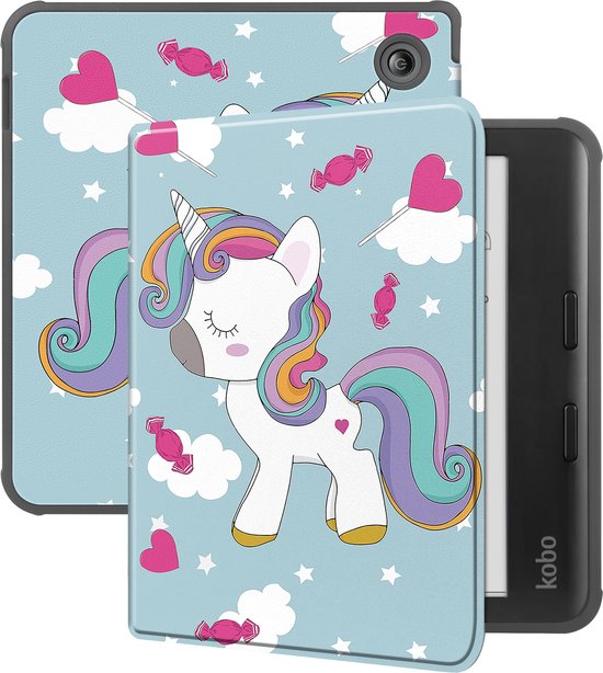 Hoesje Geschikt voor Kobo Libra Colour Hoesje Luxe Bescherm Case - Hoes Geschikt voor Kobo Libra Colour Hoes Book Cover - Eenhoorn van Hoesje 