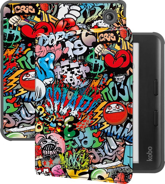 Hoesje Geschikt voor Kobo Libra Colour Hoesje Luxe Bescherm Case - Hoes Geschikt voor Kobo Libra Colour Hoes Book Cover - Graffity van Hoesje 