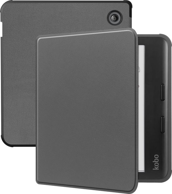 Hoesje Geschikt voor Kobo Libra Colour Hoesje Luxe Bescherm Case - Hoes Geschikt voor Kobo Libra Colour Hoes Book Cover - Grijs van Hoesje 