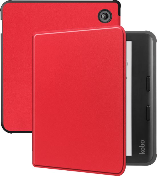 Hoesje Geschikt voor Kobo Libra Colour Hoesje Luxe Bescherm Case - Hoes Geschikt voor Kobo Libra Colour Hoes Book Cover - Rood van Hoesje 