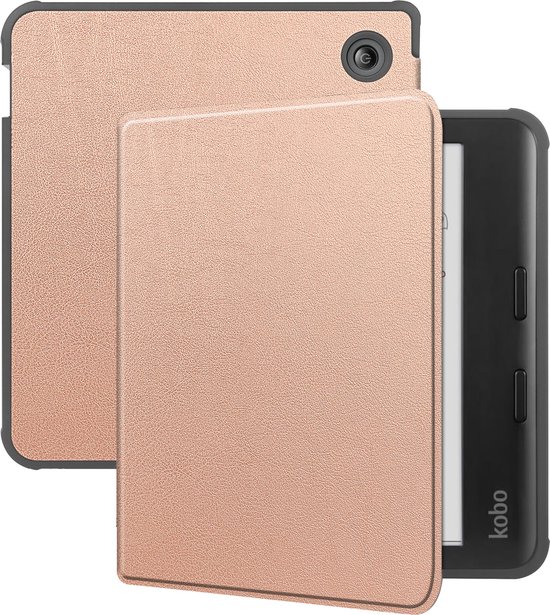 Hoesje Geschikt voor Kobo Libra Colour Hoesje Luxe Bescherm Case - Hoes Geschikt voor Kobo Libra Colour Hoes Book Cover - Rosé Goud van Hoesje 