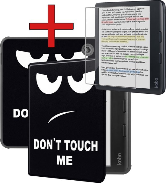Hoesje Geschikt voor Kobo Libra Colour Hoesje Luxe Bescherm Case Met Screenprotector - Hoes Geschikt voor Kobo Libra Colour Hoes Book Cover - Don't Touch Me van Hoesje 