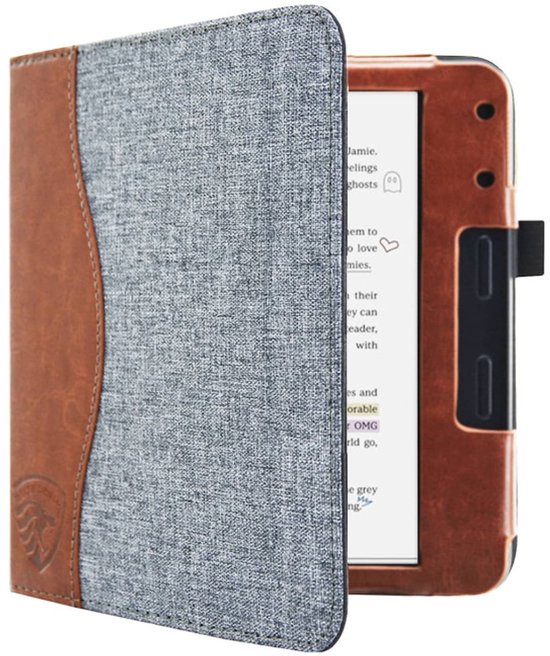 Hoesje Geschikt voor Kobo Libra Colour Sleepcover Jeans Style Hoes Grijs - ereader hoesje - cover van Colour Sleepcover