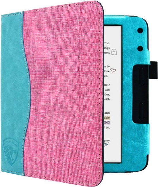 Hoesje Geschikt voor Kobo Libra Colour Sleepcover Jeans Style Hoes Roze - ereader hoesje - cover van Hoesje 