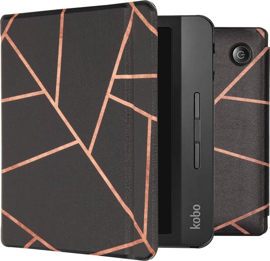 Hoesje geschikt voor Kobo Libra H2O E-reader - iMoshion Design Slim Hard Case Bookcase - Black Graphic van Hoesje 