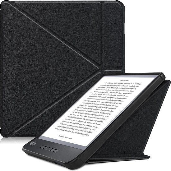Hoesje Geschikt voor Kobo Libra H2O Hoes Bescherm Hoesje Case Sleep Cover Trifold - Hoes Geschikt voor Kobo Libra H2O Hoesje - Zwart van Hoesje 