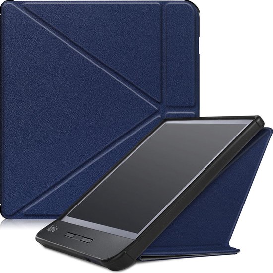 Hoesje Geschikt voor Kobo Libra H2O Hoesje Luxe Bescherm Case Trifold - Hoes Geschikt voor Kobo Libra H2O Hoes Book Cover - Donkerblauw van Mr. Safe Guard