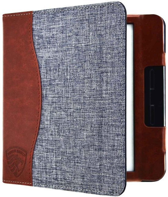 Hoesje Geschikt voor Kobo Libra H2O Sleepcover Jeans Style Hoes Grijs - ereader hoesje - cover van Merkloos