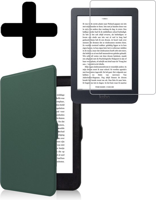 Hoesje Geschikt voor Kobo Nia Hoes Bescherm Hoesje Case Sleep Cover Met Screenprotector - Hoes Geschikt voor Kobo Nia Hoesje - Donkergroen van Hoesje 