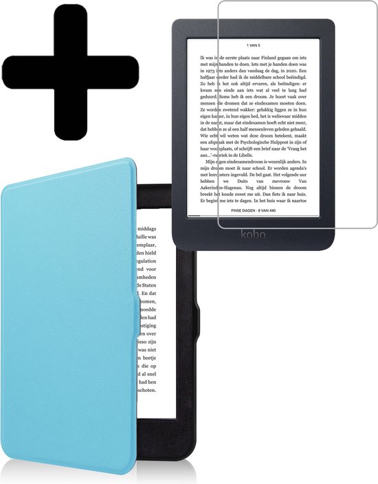 Hoesje Geschikt voor Kobo Nia Hoes Bescherm Hoesje Case Sleep Cover Met Screenprotector - Hoes Geschikt voor Kobo Nia Hoesje - Lichtblauw van i12Cover