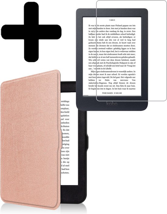 Hoesje Geschikt voor Kobo Nia Hoes Bescherm Hoesje Case Sleep Cover Met Screenprotector - Hoes Geschikt voor Kobo Nia Hoesje - Rosé Goud van Hoesje 
